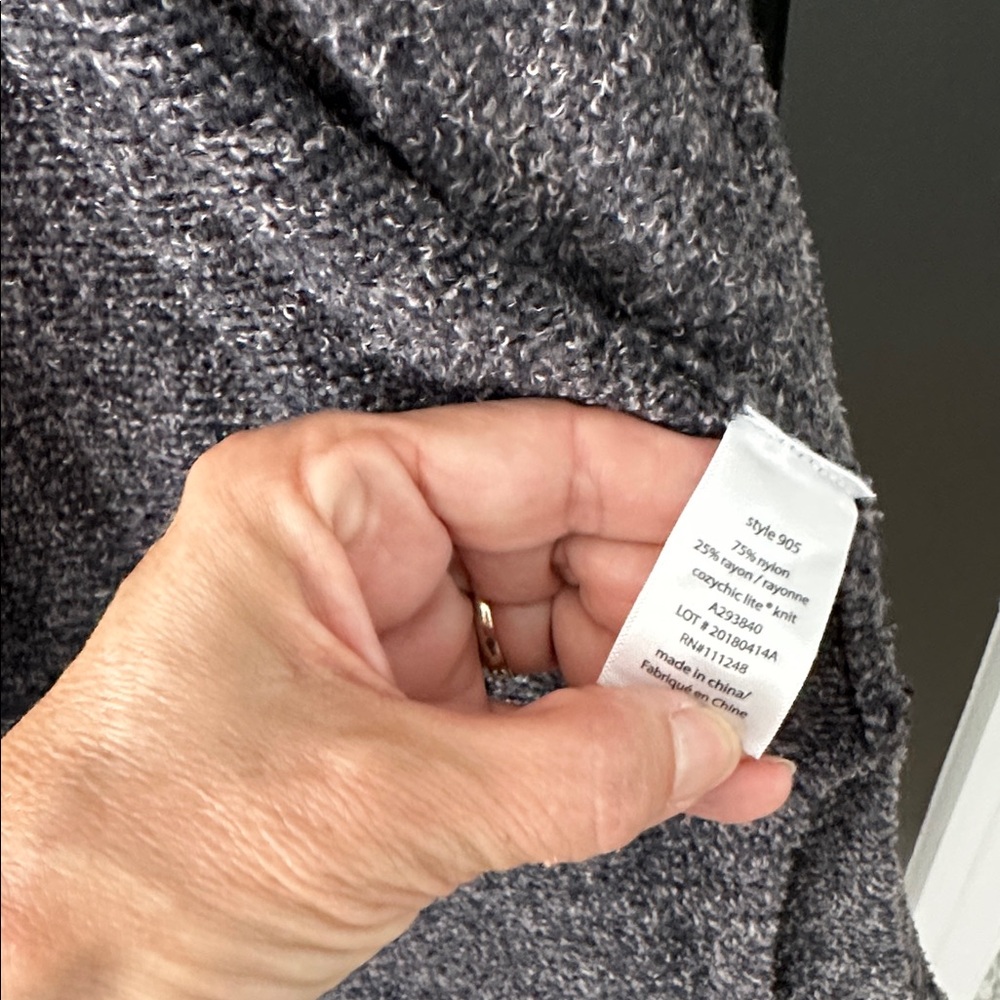 Barefoot Dreams Gray CozyChic Lite Resort Hooded Cardigan Open Front Sweater - Picture 5 of 5